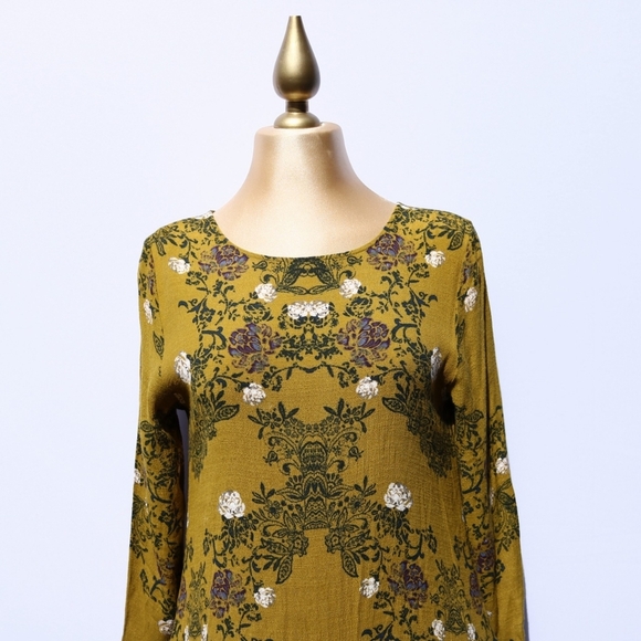 Free People Smooth Talker Tunic Boho mini dress in Mustard, Flowy, Small - Picture 3 of 8